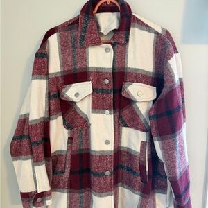 Plaid Women's Jacket - Red and White